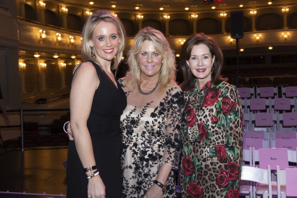 Alexandra Cummins, Renee Walsh, and Dana Porter at the Texas Ballet Theater Caren Koslow Fashion Show and Luncheon at Bass Hall in Fort Worth, Texas on December 8, 2022. (Photo by Sharon Ellman)
