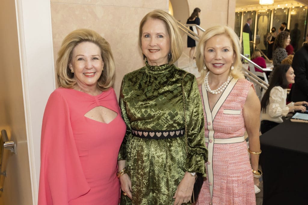 Anne Paup, Debbie Christie and Sally Prater at the Texas Ballet Theater Caren Koslow Fashion Show and Luncheon at Bass Hall in Fort Worth, Texas on December 8, 2022. (Photo by Sharon Ellman)