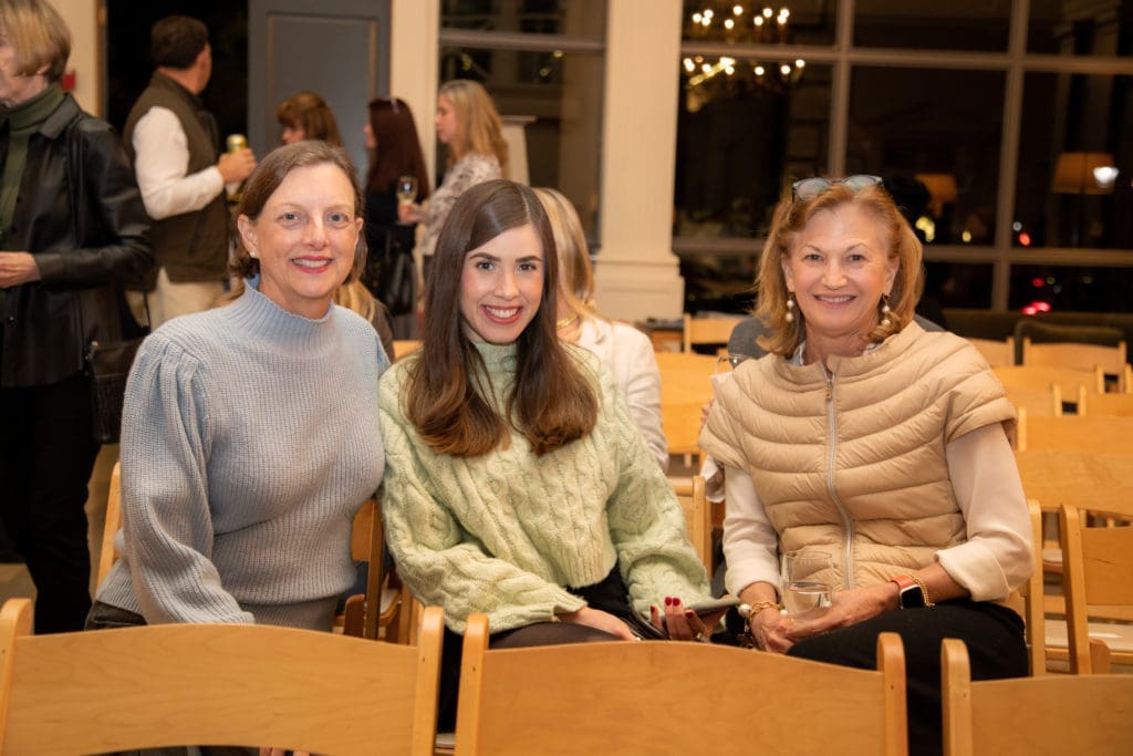 Becky Andress, Mariana Perez, Brigette Larson at Greenwood King Thomas Kligerman lecture and book signing (Photo by Miroma Photography)