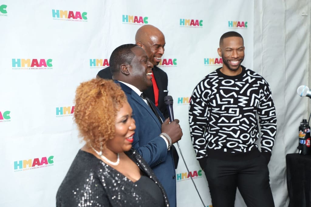 Co-chair Davinia Reed, honoree Isaih Carey, co-chair John Guess IV, honoree Jonathan Martin at The Houston Museum of African American Culture Champagne & Ribs (Photo by Patryce Coleman Jackson)