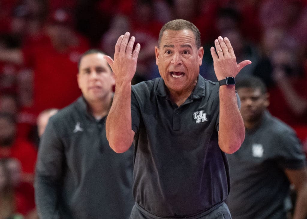 UH coach Kelvin Sampson is not shy about expressing his displeasure. (Photo by F. Carter Smith)