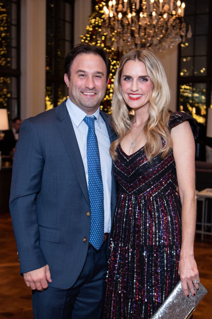 David & Laine Santamaria at the Santa's Elves Party, held at The Fertitta Family home in River Oaks,  benefitting MD Anderson Children's Cancer Hospital.