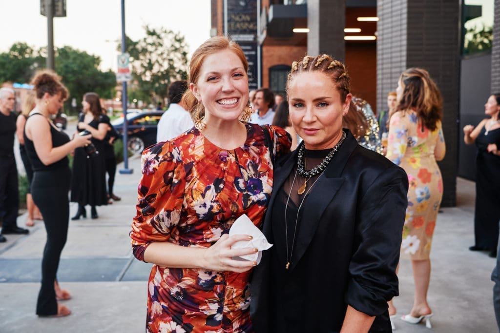 Dallas Contemporary assistant curator Emily Edwards, Renata Morales at the Dallas Contemporary Gala (Photo by Jon Furlong)