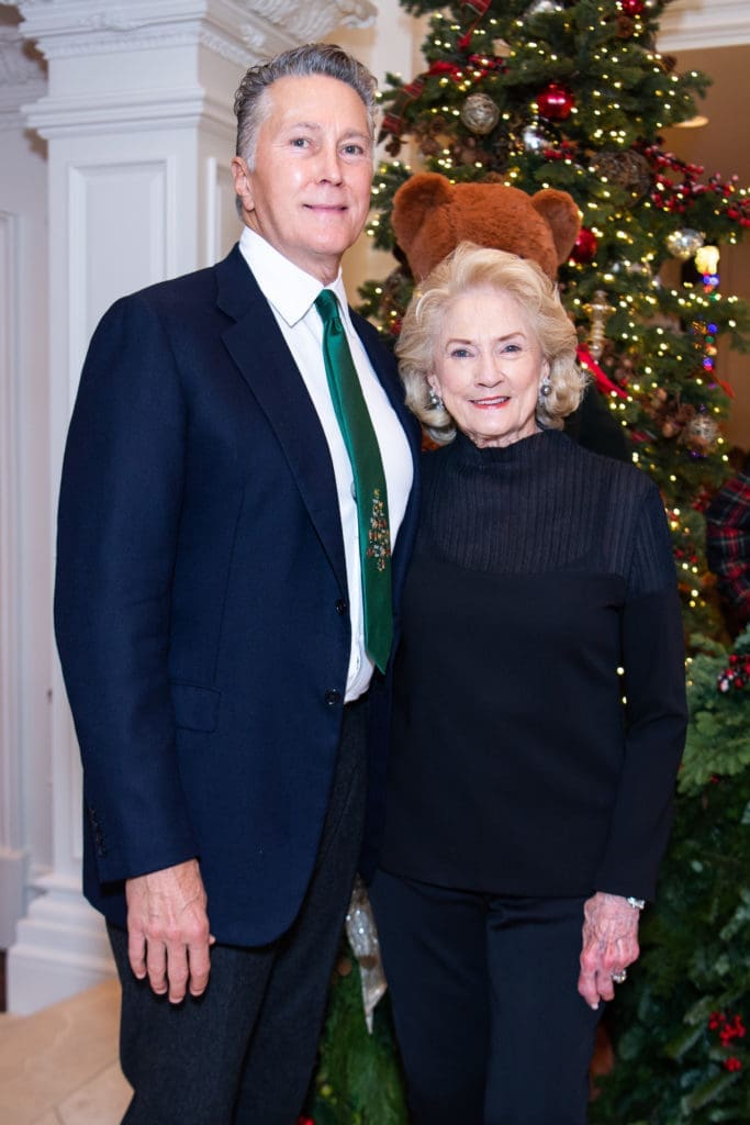 Greg Fourticq Jr., Patsy Fourticq at the Santa's Elves Party, held at The Fertitta Family home in River Oaks,  benefitting MD Anderson Children's Cancer Hospital.