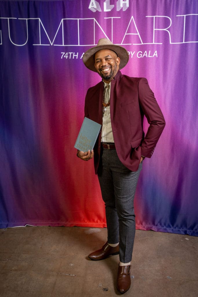 Houston’s Poet Laureate Outspoken Bean at the Art League Houston Luminaries Gala (Photo by Alex Barber and Laura Burlton)