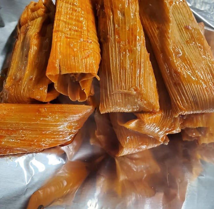 Ibarra's Tortilleria - pork tamales made by hand make any season bright.