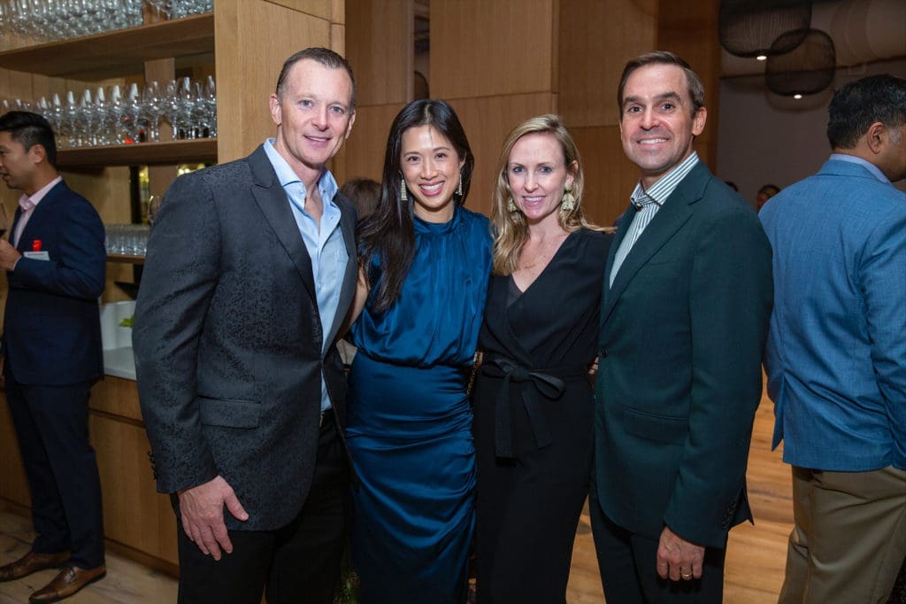 Jake & Carolyn Sabat, Alicia & Matthew Summers at the Texas Children's Hospital Ambassadors Holiday Party held at Navy Blue in Rice Village (Photo by Jenny Antill Photography)