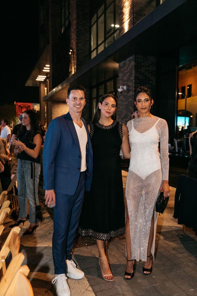 Jason Friedman, Carolina Alvarez-Mathies, Nadia Dabbakeh Friedman at the Dallas Contemporary Gala (Photo by Rebecca Patton)
