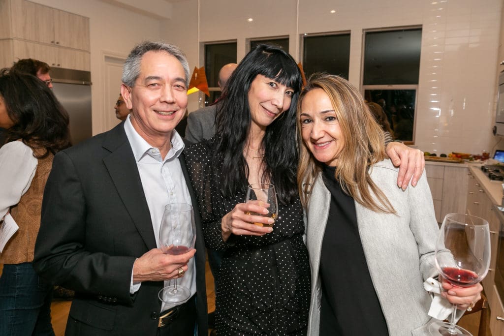 Joe Davidson, ISHIDA artistic director Brett Ishida, Kadisha Davidson at ISHIDA cocktail kickoff for "stirs up still things" (Photo by Emily Jaschke)