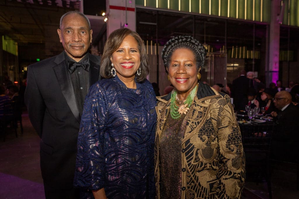 Honorees John Guess Jr. & Melanie Lawson, U.S. Congresswoman Sheila Jackson Lee at the Art League Houston Luminaries Gala (Photo by Alex Barber and Laura Burlton)