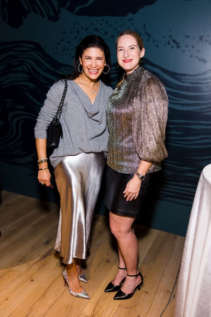Kristy Bradshaw, Amy Holmes at the Texas Children's Hospital Ambassadors Holiday Party held at Navy Blue in Rice Village (Photo by Jenny Antill Photography)