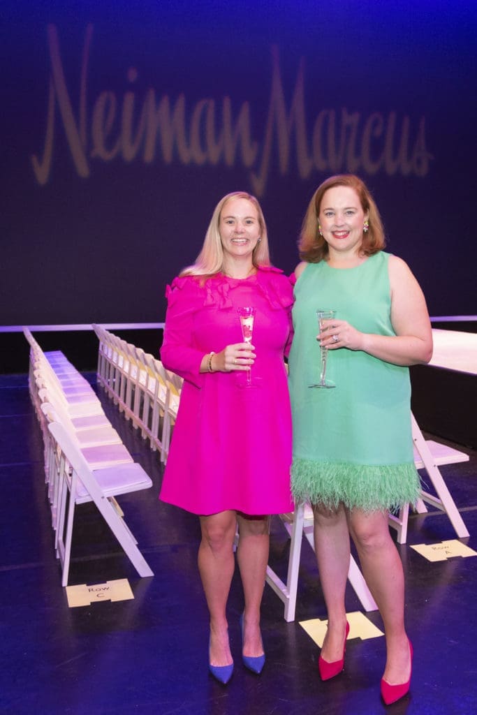 Event Chairs Marguerite Stoner and Susanna Bartolomei at the Texas Ballet Theater Caren Koslow Fashion Show and Luncheon at Bass Hall in Fort Worth, Texas on December 8, 2022. (Photo by Sharon Ellman)