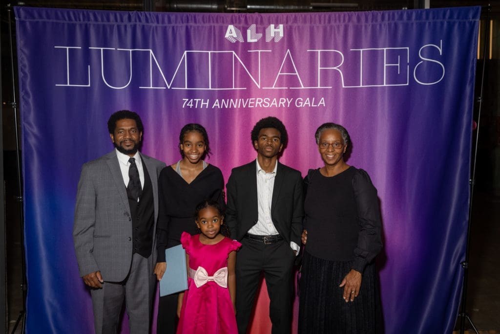 Sedrick Huckaby, Halle Lujah, Rhema Rain, Rising Sun, honoree Letitia Huckaby at the Art League Houston Luminaries Gala (Photo by Alex Barber and Laura Burlton)