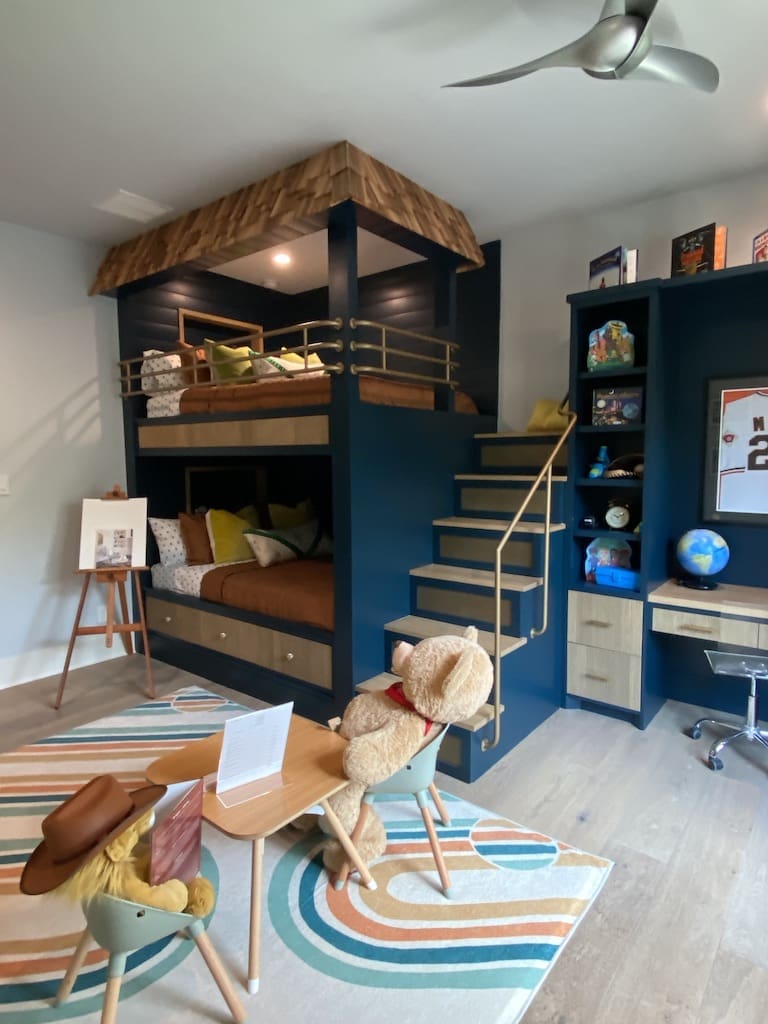 A playful kids room with bunk beds in the ASID TXGC Show House in West University.