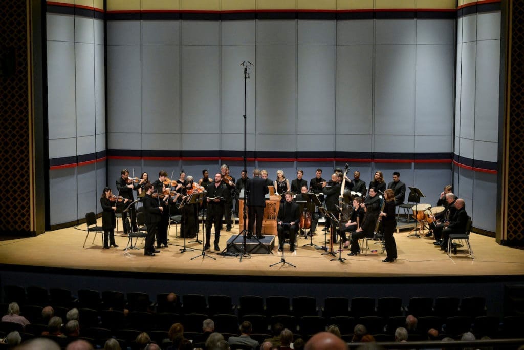 The Bach Society Houston performs Bach's Christmas Oratorio at Brockman Hall for Opera at Rice University.  (Photo by Maria Lysaker )