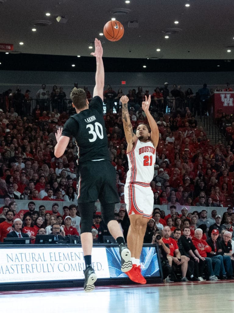 University of Houston guard Emanuel Sharp is a prolific 3-point threat and more. (Photo by F. Carter Smith)