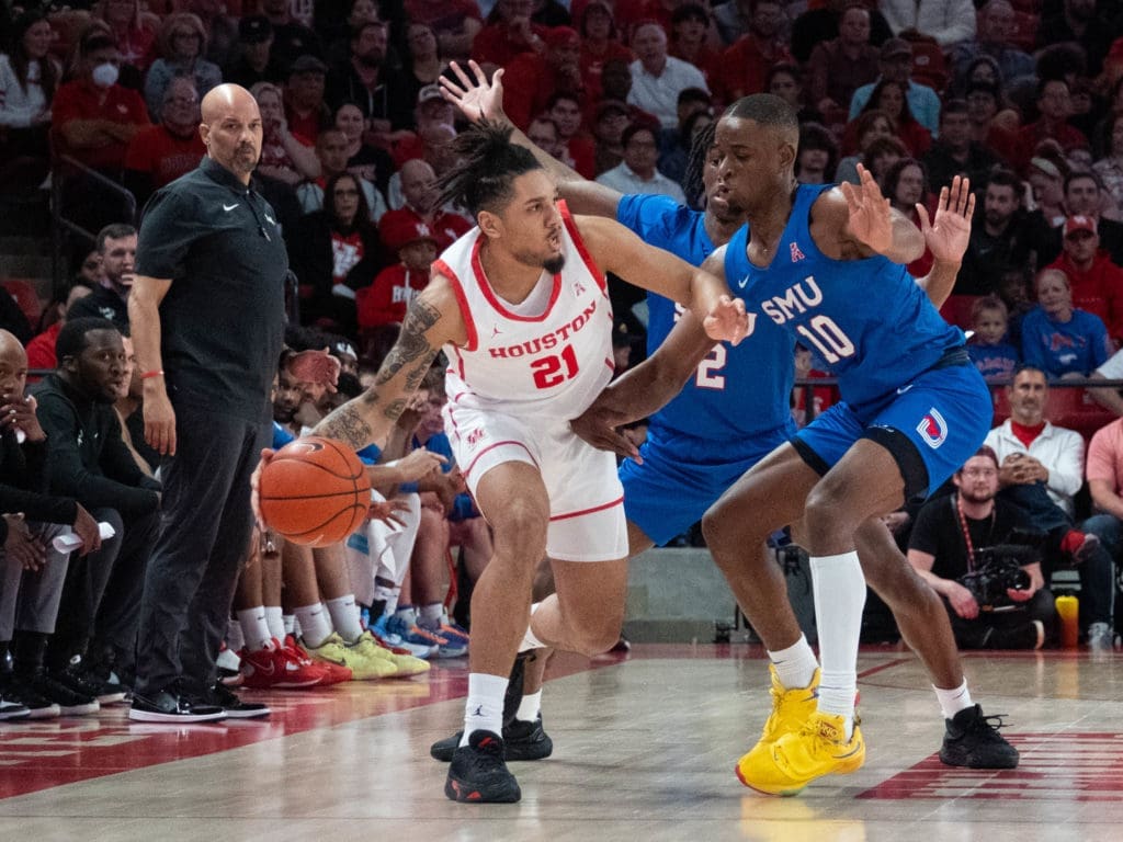 University of Houston guard Emanuel Sharp is getting more and more comfortable doing things besides just hitting threes. (Photo by F. Carter Smith)