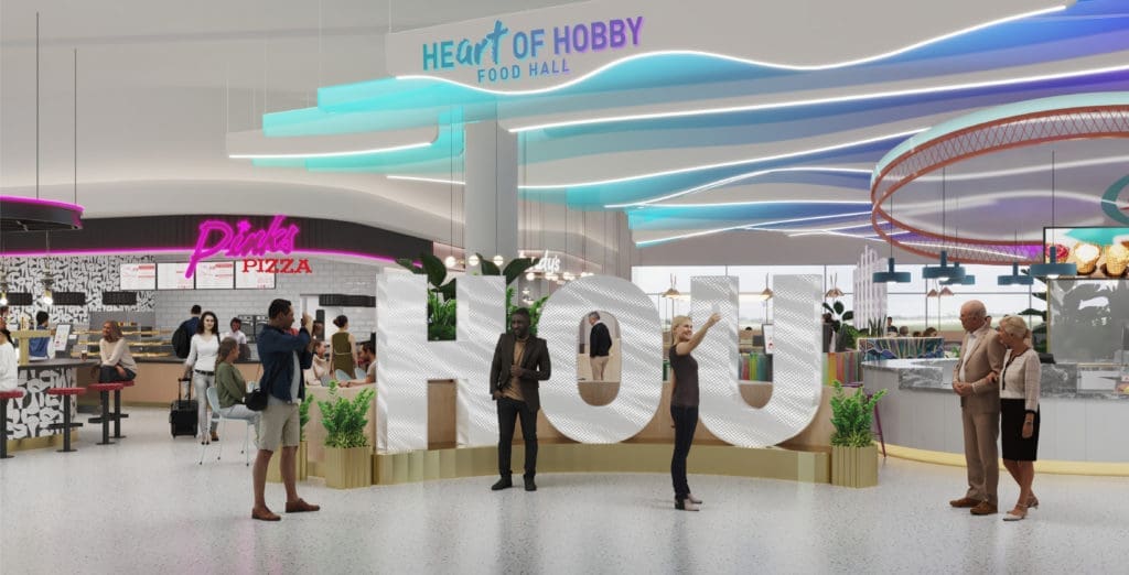 A rendering of the future food hall at Hobby Airport. (Courtesy of LaTrelle's Hospitality)