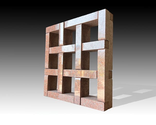 Jesús Moroles "Granite Weaving," 1996, at Red & White Gallery. Moroles cast a towering figure in the kingdom of contemporary sculpture, exhibiting around the globe, while at home, winning Art League Houston Texas Artist of the Year honors in 1989. 

