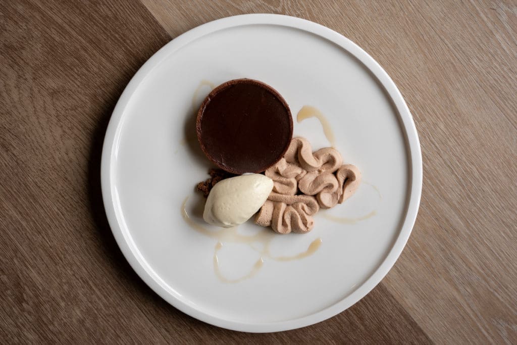The Quarter Acre chocolate torte with whisky ice cream and a Tim Tam crumble. (Photo by Emily Loving)