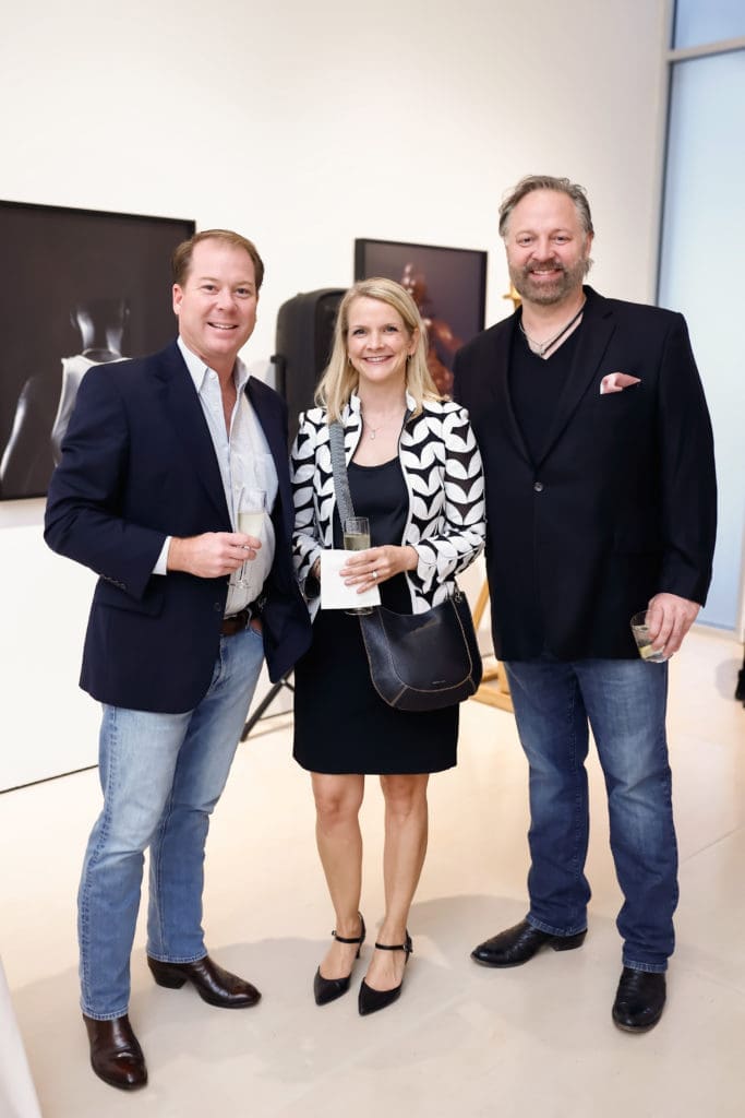 Ray & Ashley Simpson, Jason Aigner at Leslie's Legacy cocktail at McClain Gallery (Photo by Johnny Than)