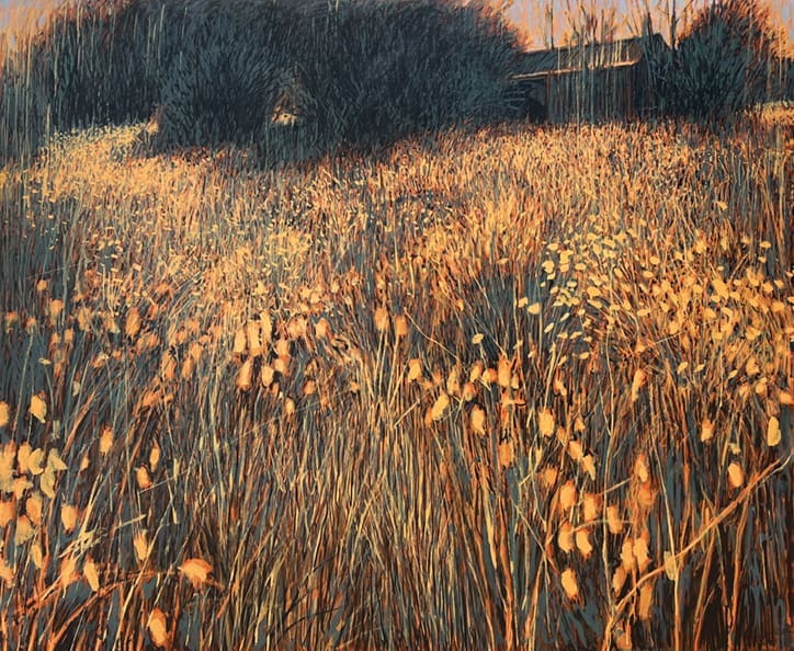 William Anzalone's "Fields #2," 2022, at Red & White Gallery. The artist, an American master of landscape, has called Round Top home for decades.
