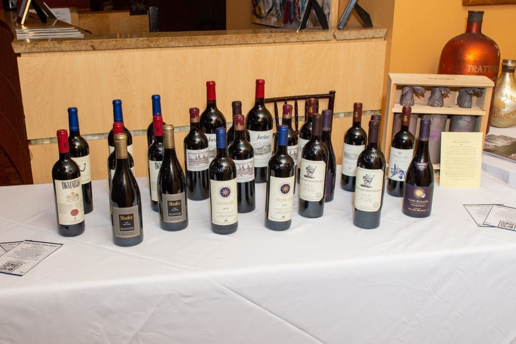 The wine collection raffled off at the CanCare wine dinner at Tony's.  (Photo by Jacob Power)