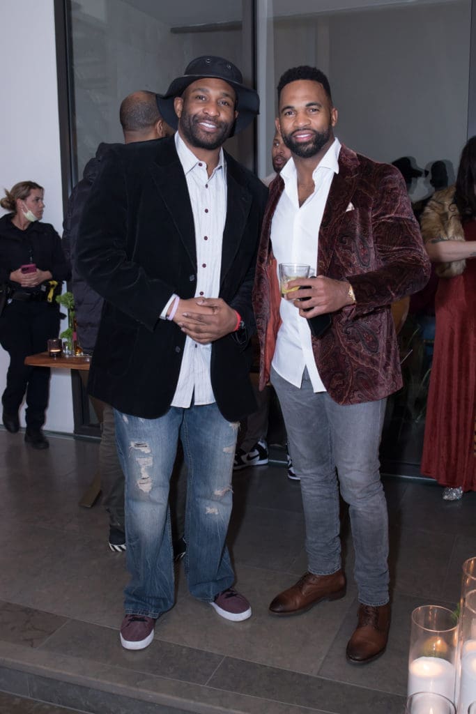 Amobi Okoye, Darryl Sharpton at the latter's 36th birthday bash in his River Oaks home. (Photo by Emile C Brown)