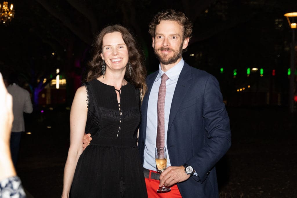 Ana Buckman, Andrew Abendshein  at the Gala on the Green benefiting Discovery Green. (Photo by Lawrence Elizabeth Knox)