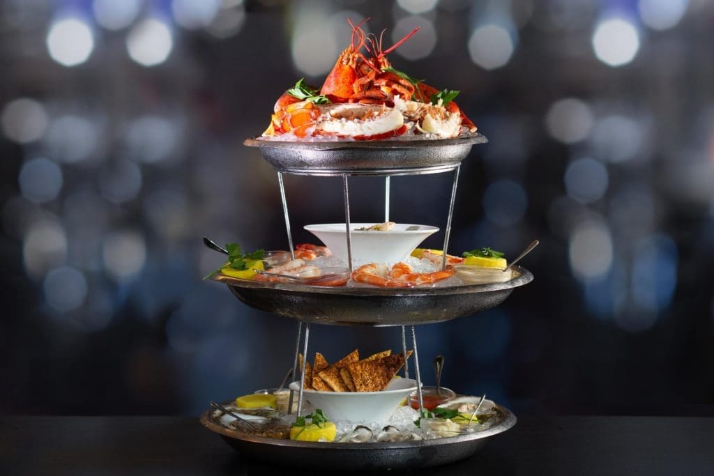 The stunning shellfish tower is a sight to behold at Eddie Vs Prime Seafood.