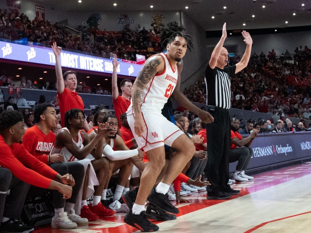 University of Houston Cougars men’s basketball team defeated the Tulsa Golden Golden Hurricane behind Marcus Sasser’s 25 points, Wednesday night at the Fertitta Center February 78, 2023.