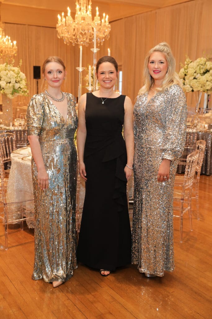 Charity Ball gala chair Elizabeth Roath Garcia, JLH president Anne Sears, development vice president Megan Anson at the Junior League of Houston Charity Ball (Photo by Priscilla Dickson)