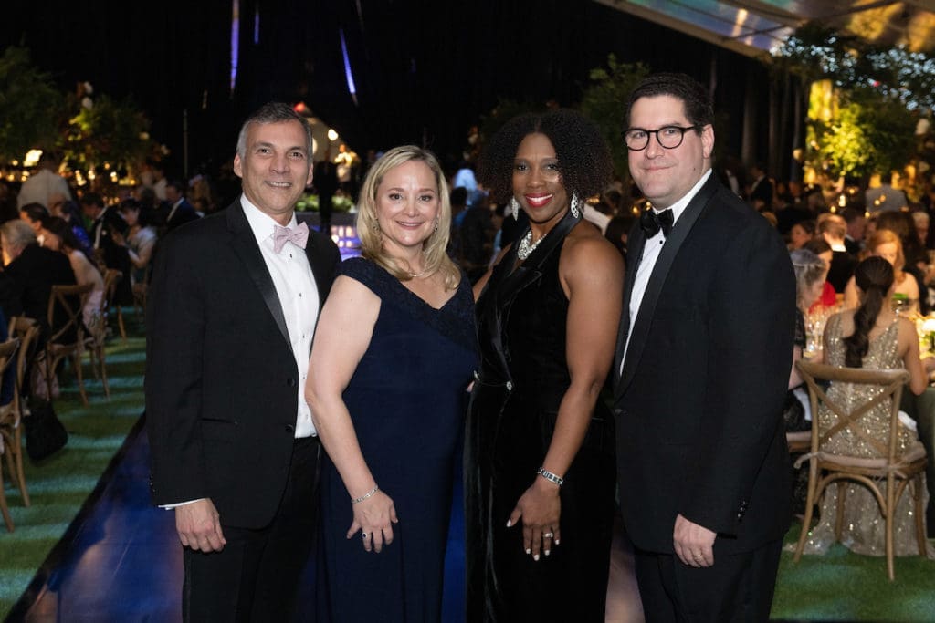 Fernando Avila, Laura Robertson, Tonya Jordan, Alberto Ravell at the Houston Ballet Ball, held in a state-of-the-art tent at the Margaret Alkek Williams Center for Dance  (Photo by Wilson Parish)