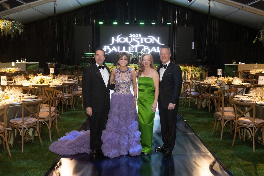 Jim Nelson, Honoree Hallie Vanderhider, 2023 Ballet Ball Chairs Allison and Troy Thacker; Photo by Wilson Parish