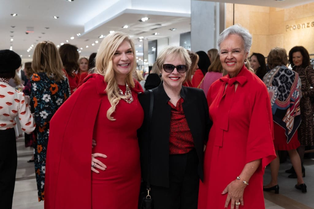 Tammie Anne Johnson, Leila Perrin, Gayla Gardner at Saks Fifth Avenue for the Houston Sweethearts tea party. (Photo by Daniel Ortiz)