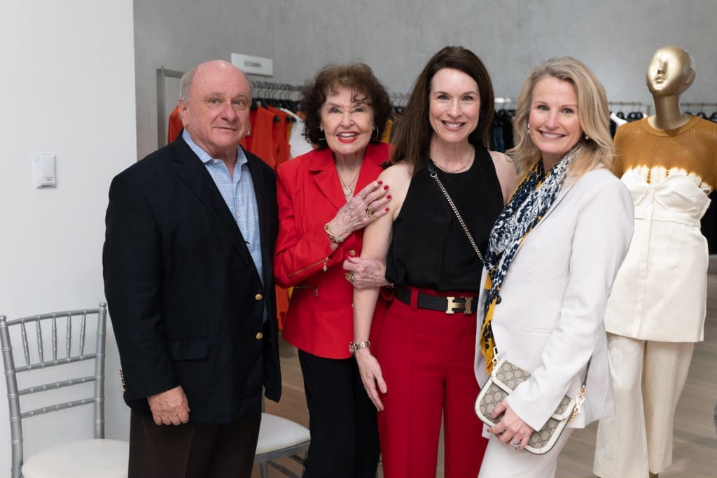 Walter Aymen, Warner Roberts, Samantha Kennedy, Cindy Bendy at Saks Fifth Avenue for the Houston Sweethearts tea party. (Photo by Daniel Ortiz)