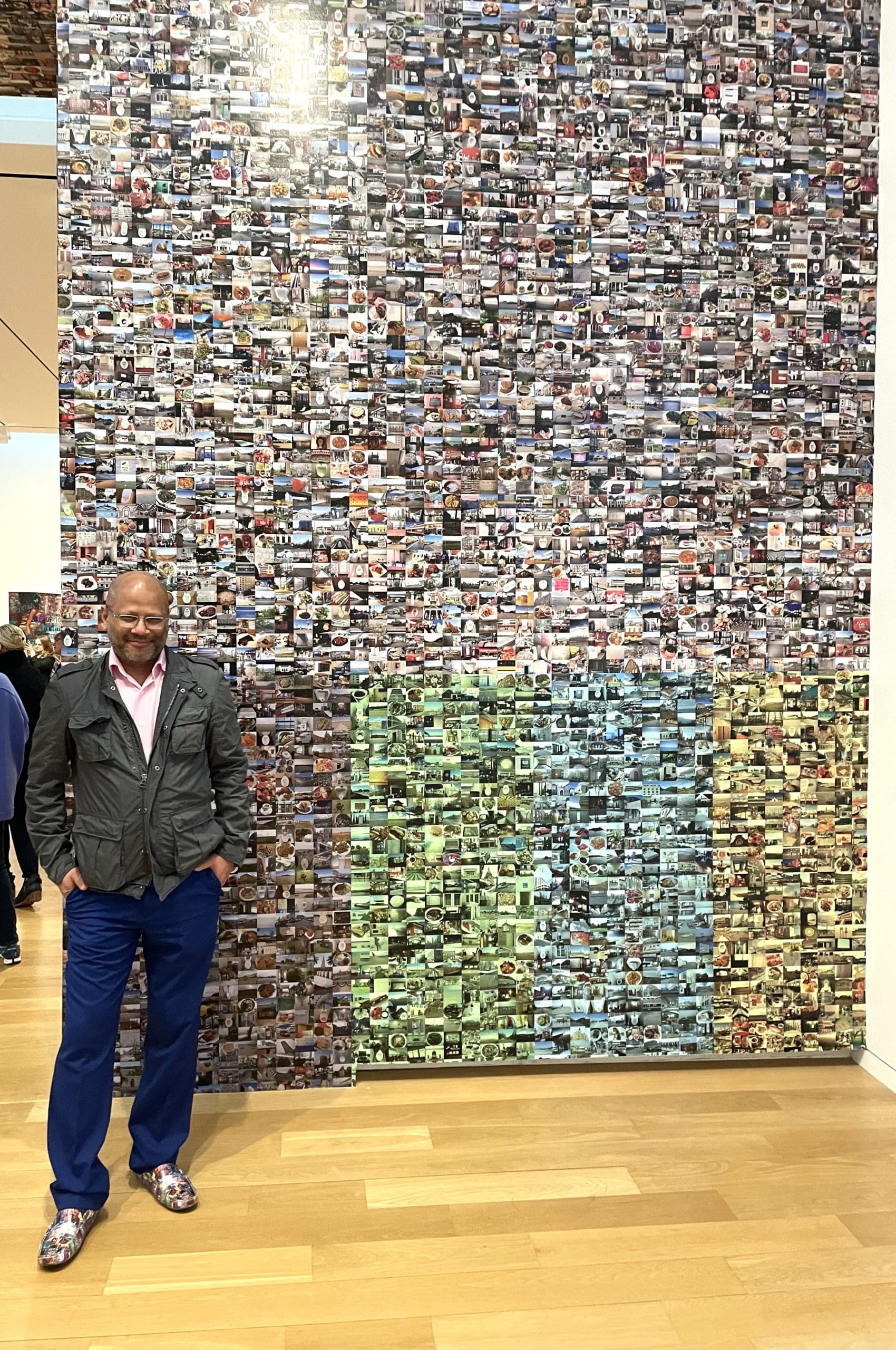 Modern – Artist Hasan Elahi poses in front of his monumental work Thousand Little Brothers v7. (Photo by Courtney Dabney)