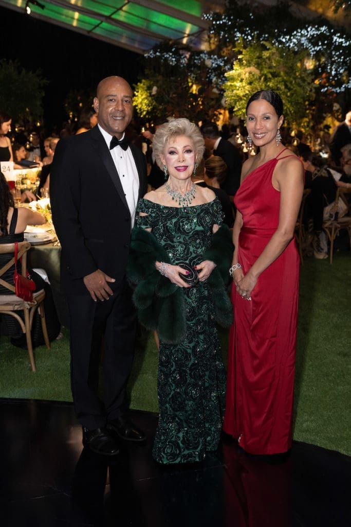 Reginald DesRoches, Margaret Alkek Williams, Paula DesRoches at the Houston Ballet Ball, held in a state-of-the-art tent at the Margaret Alkek Williams Center for Dance  (Photo by Wilson Parish)