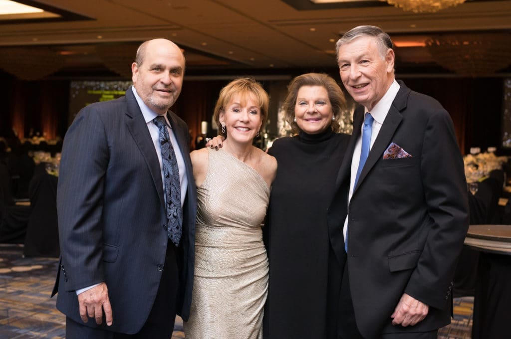Ronnie & Judy Yambra, Diane Kaminsky, 
Gary Swartz at the Seven Acres gala, held at the Hilton Americas-Houston. (Photo by Daniel Ortiz)