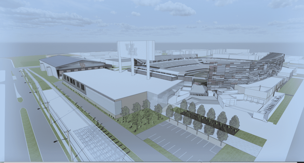 The University of Houston's new $140 million building will bring some major changes to TDECU Stadium too. Including a party deck and more premium seating. This is a look at one of the early renderings (not the final renderings).