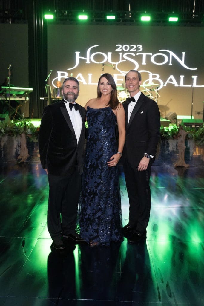 Stanton Welch, Beth & Nick Zdeblick  at the Houston Ballet Ball, held in a state-of-the-art tent at the Margaret Alkek Williams Center for Dance  (Photo by Wilson Parish)