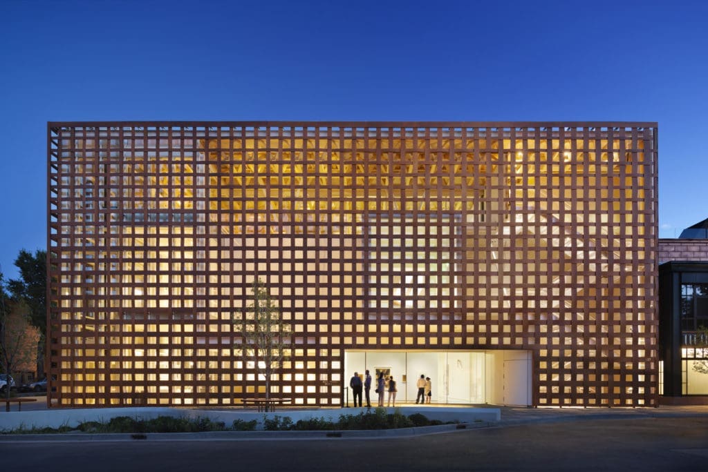 The Aspen Art Museum at night. 