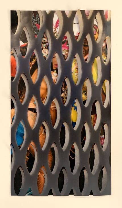 Paul Anthony Smith's "Untitled," 2023. In this piece, Smith explores how fences partially conceal what is behind them. This beautiful sculptural work is intended to lean against a wall on a plinth or shelf.