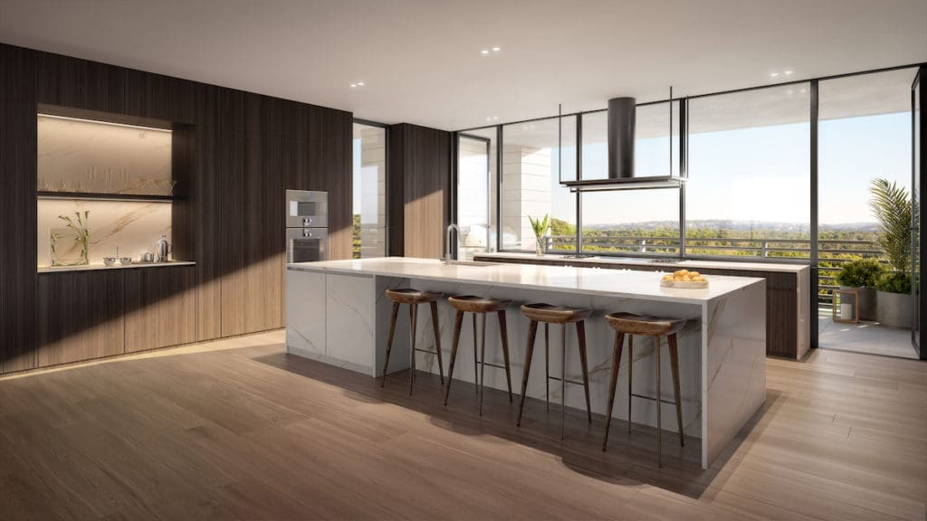 Four Seasons Private Residences Lake Austin's Lakeview south kitchen. (Photo courtesy of DBOX for Austin Capital Partners)