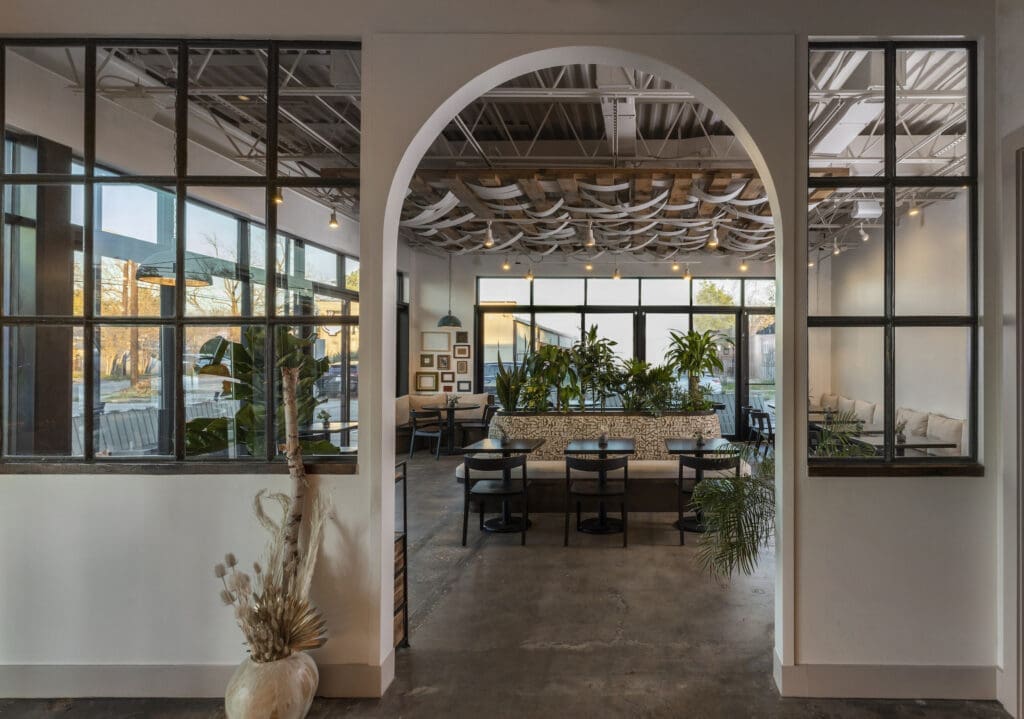 GIn Braverman of Gin Design Group created the interiors of Jun in a former washeteria on 20th Street in The Heights. (Photo by Claudia Casbarian with JIA Media)