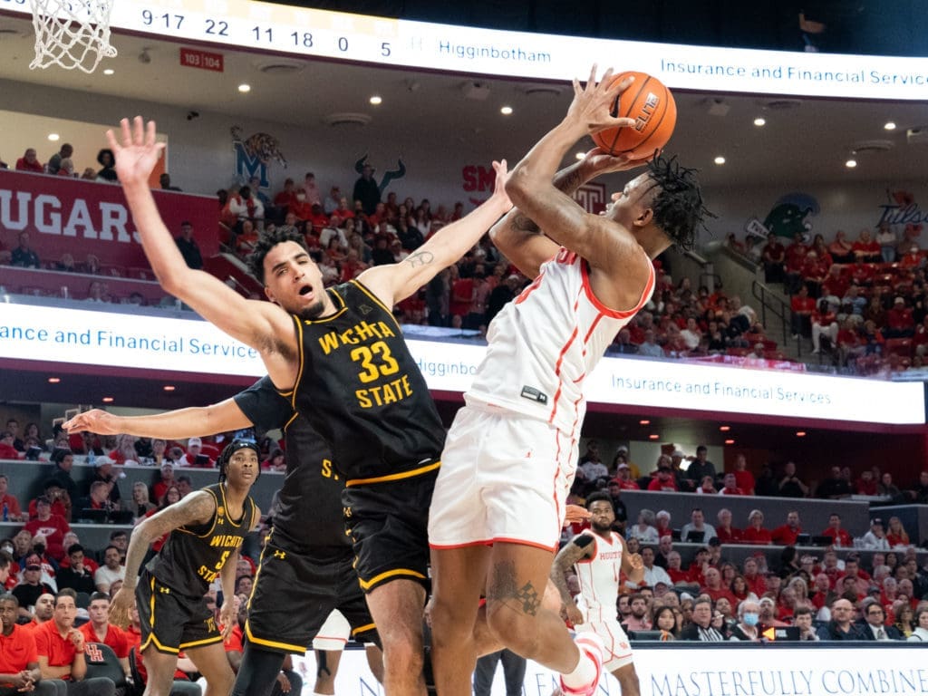 UH guard turned NBA regular Marcus Sasser can create his own shot in traffic.  (Photo by F. Carter Smith)