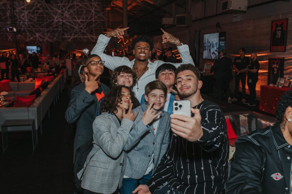 Selfie takers were thrilled to be in the photo with some of the Houston Rickets' young stars.
