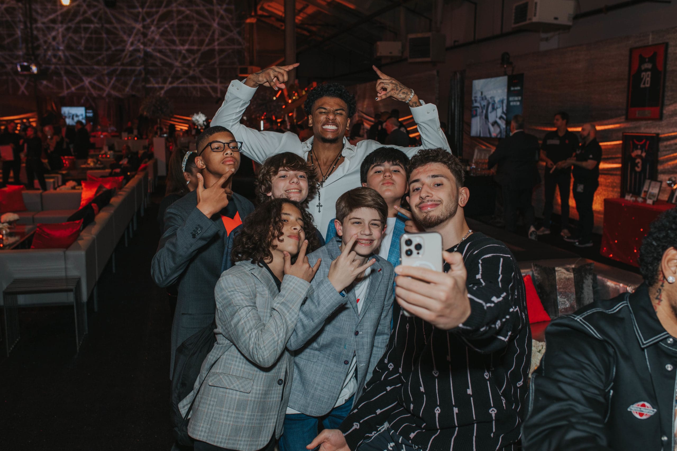 Selfie takers were thrilled to be in the photo with some of the Houston Rickets' young stars.