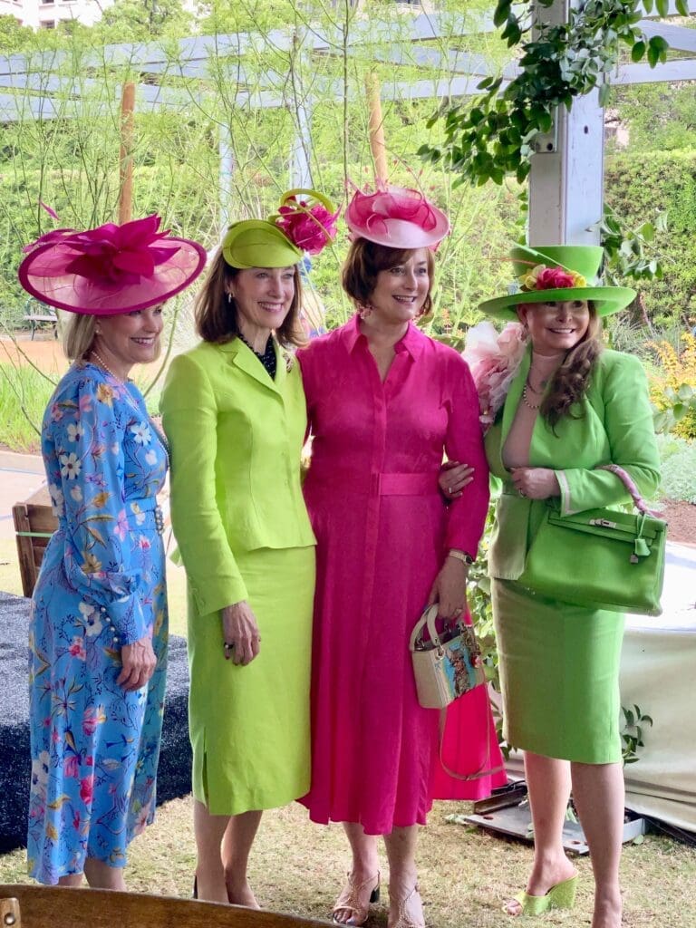 IMG_9161 (Photo by Jenny Antill)Co-chair Kelley Lubanko, honoree Susie Criner, co-chair Leigh Smith, honoree Ann Short at the Hermann Park Conservancy's 'Hats in the Park' luncheon (Photo by Shelby Hodge)