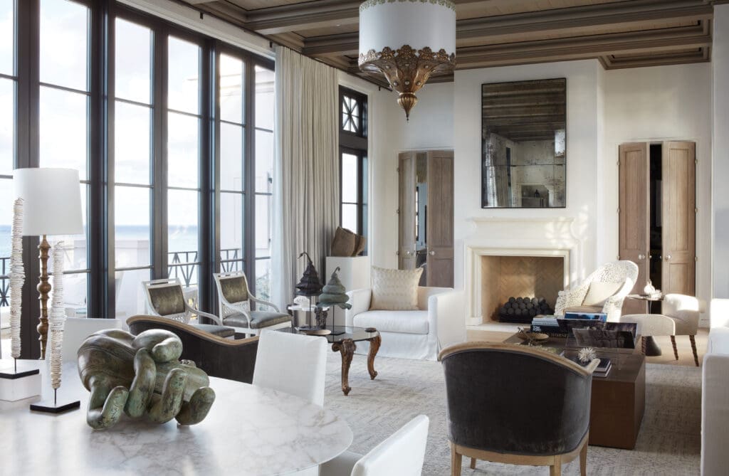 A McAlpine-designed living room in a house in the Bahamas. (Photo by Simon Upton)